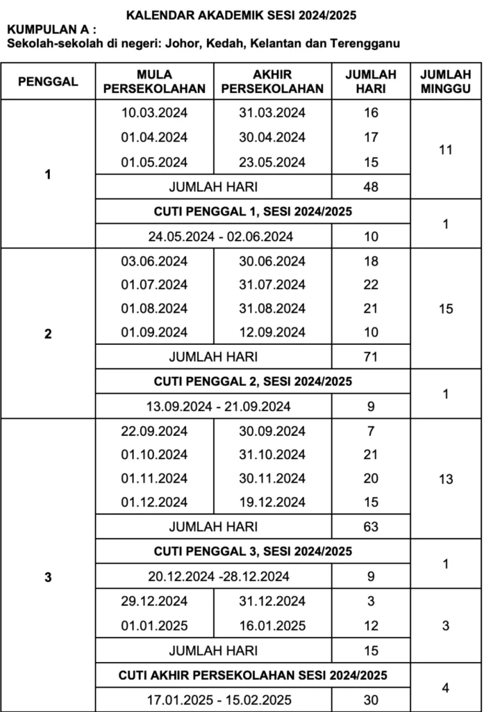 takwim cuti sekolah